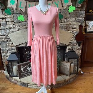 NWT Reb & J. Pink Long Sleeve Midi Dress Size Medium